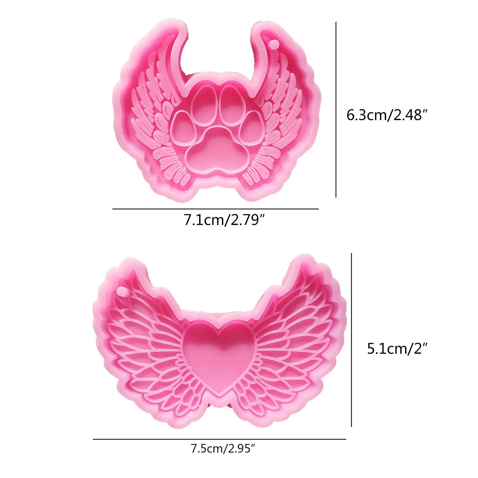 Shiny Glossy Love Angel Wing Mold Silicone Epoxy Resin Mold DIY Keychain Pendant Jewelry for Valentine Gift Craft