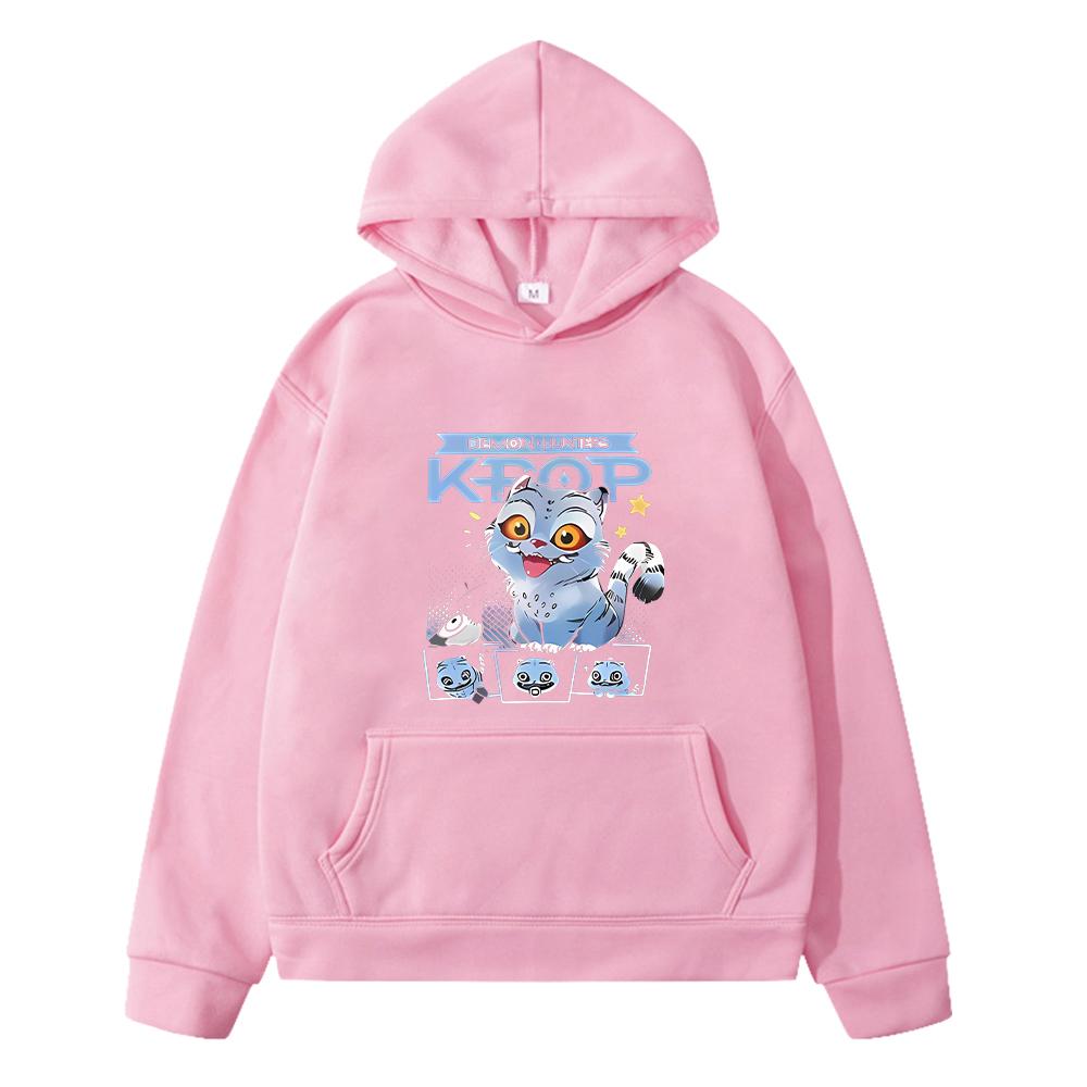 

kpop demon hunters kids Sweatshirt anime hoodie Jacket y2k sudadera Kawai Head Portrait Sweet Casual Pullover kids clothes girl 130 розовый