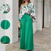 Robe Décontractée pour Femme Ensemble Mode Chemise Imprimée Haut Pantalon Large pour Femme