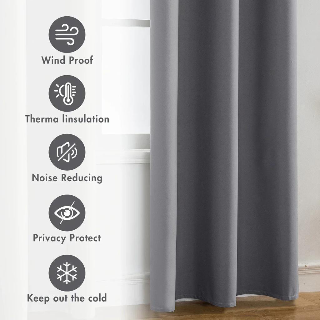 2pcs Modern 100% Blackout Curtain with Coated Lining, Solid Window Curains for Bedroom, Living Room, Dining Room, Home Decor