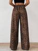 New Arrival Women's Autumn Fashion Leopard Print Loose Wide Leg Pants with Elastic Waist