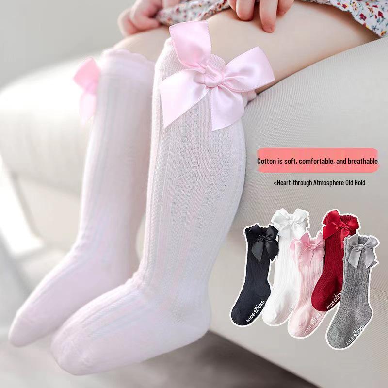 Baby Girl Mid-Calf Bowknot Socks - Red Infant Spring/Autumn Collection