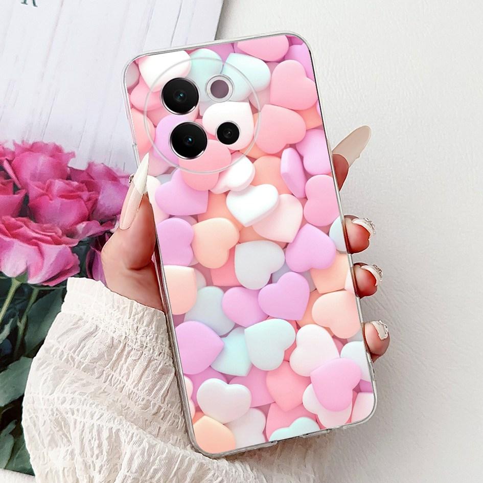For Vivo V40 Lite 5G Case Transparent Silicone Soft TPU Back Cover Lovely Heart Case For Vivo V40Lite 5G V2341 Shockproof Bumper