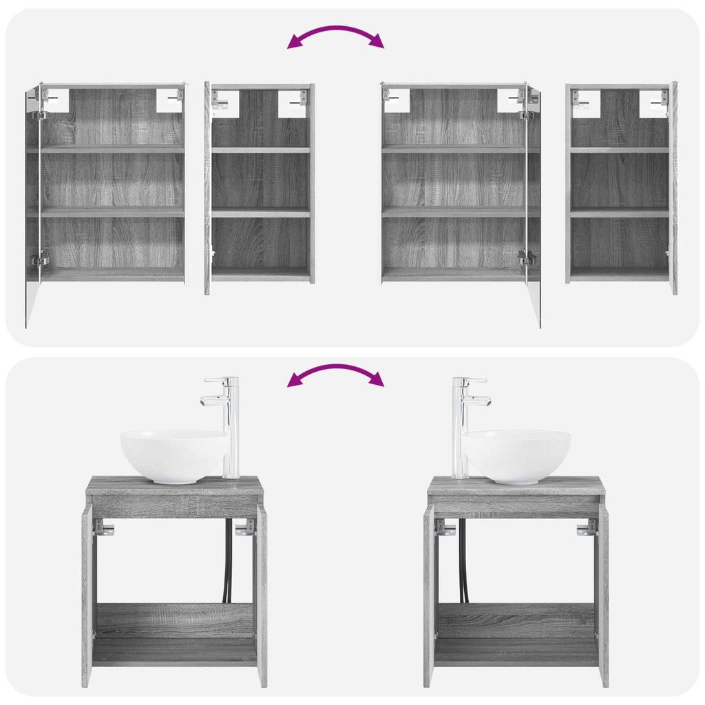 Bathroom Cabinet Set 5 pcs Grey Sonoma 53 x 15.5 x 70 cm