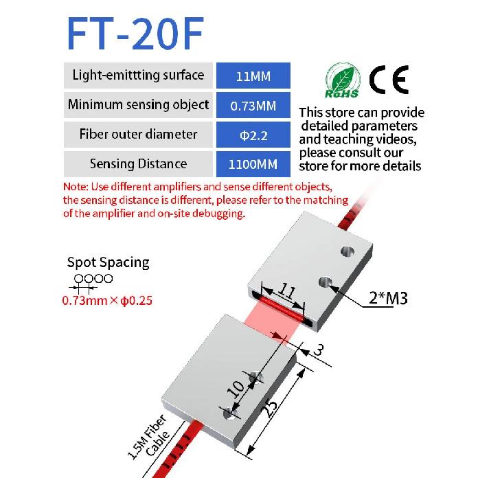 GTRIC Banner Array Fiber Optic Sensor Through-beam Probe Amplifier 12-24V DC Matrix Optical Photoelectric Switch Sensor