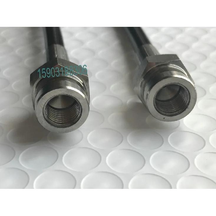 PU Covered Motorcycle Brake Oil Hose Line Stainless Steel Braided PTFE Pipe With Hexagonal Joint And Outer Filament