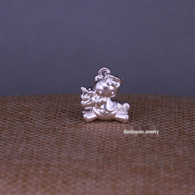 Sterling Silver Zodiac Horse & Kitten Carousel Pendant Necklace
