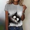 Funny Animal Cat Graphic 3D Print Women T-shirt Summer Round Neck Short Sleeve Outdoor Casual T Shirts
