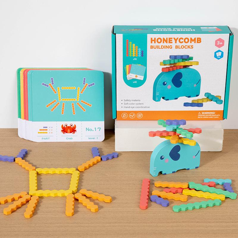 Children's Early Education Elephant Balance Stacking Music Game Children's Honeycomb Building Block Concentration Training