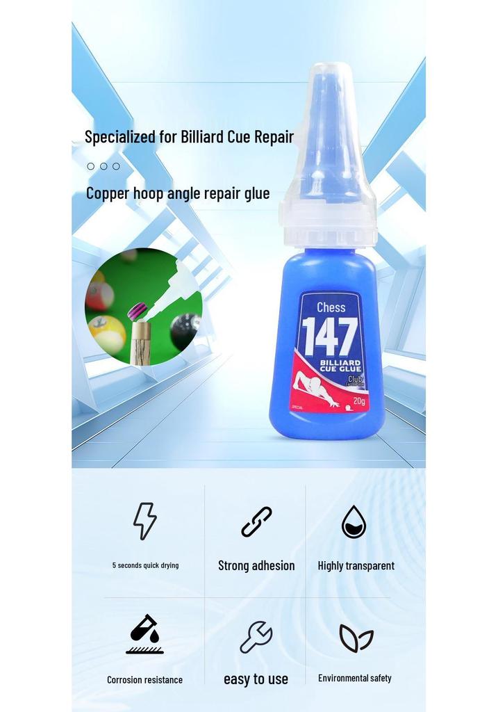 401 Super Glue for Chess & Billiard Cue Tips, Rubber, Metal, Plastic, Strong Adhesive Repair 