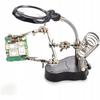 Third hand with magnifying glass 3.5x 12x TE-801 | LED 2x | Soldering iron holder | Adjustable crocodile clips | Stable base 10x6cm | Height 26cm