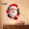 Self Adhesive Christmas Decorations 3D Santa Claus Wall Stickers, PVC Decals with Realistic Breaking Holiday Stickers for Cabinets Effect, Peel