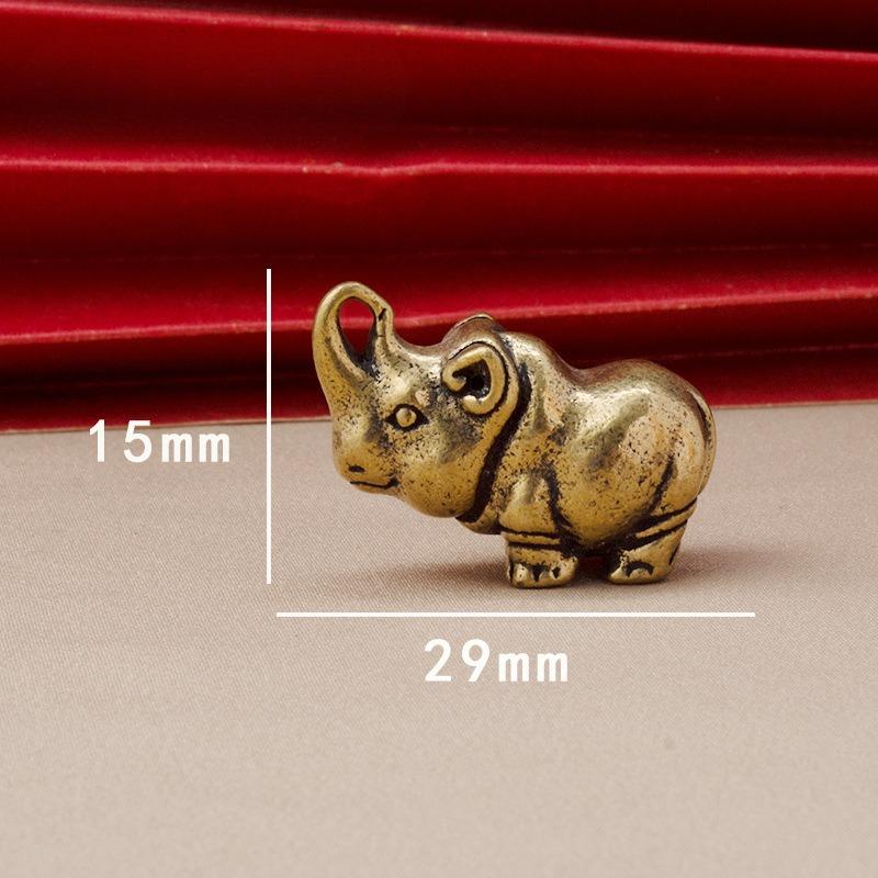 Ручная работа Медь Милые Миниатюрные Фигурки Носорога Цельная Винтажная Латунь Украшения Носорога Чайные Питомцы Настольные Украшения Поделка