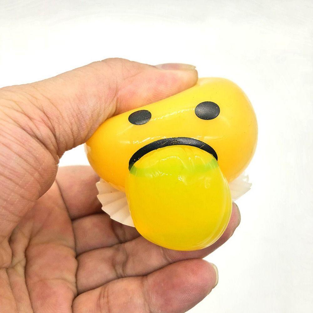 

Tricky Vomiting Egg Yolk Squeezing Toy Puking Vomiting Egg Yolk 3D Сенсорна іграшка Діти жовтий