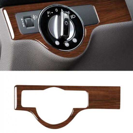 Brown Wood Grain 07-10 Inner Headlight Control Button For Benz C-Class Ring Trim