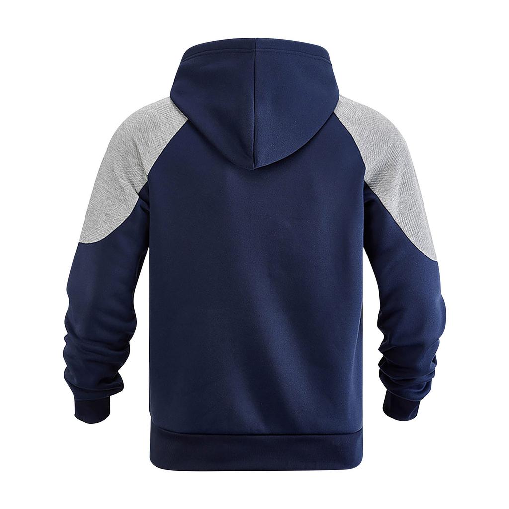Men'S Fashionable Casual Shoulder Spliced Hooded Sweatshirt