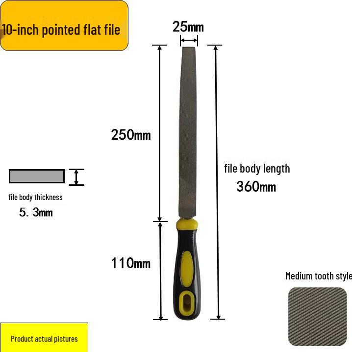 Steel Grinder File - Flat & Triangular Medium-Tooth Wear-Resistant Metal File
