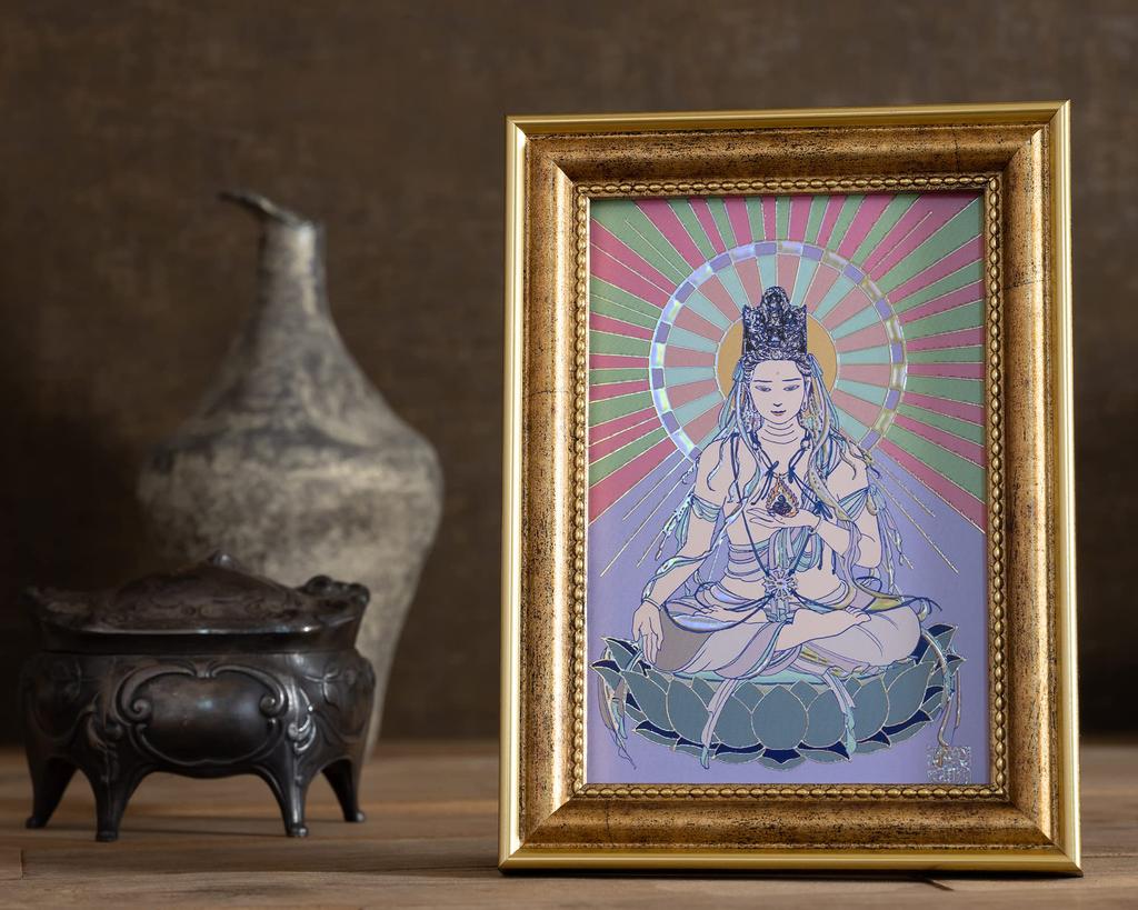 Kokuzo Bódhisattva v roce buvola a tygr Mami Natsue hodně štěstí strážce Hlavní obrazový umělecký rám na Mount Born v roce buvola