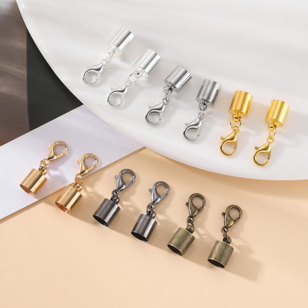 10pcs Lobster Clasps Hooks Leather Cord End Caps 2.5-9.5mm Crimps End Tip Caps Connectors for Bracelet Necklace Jewelry Findings