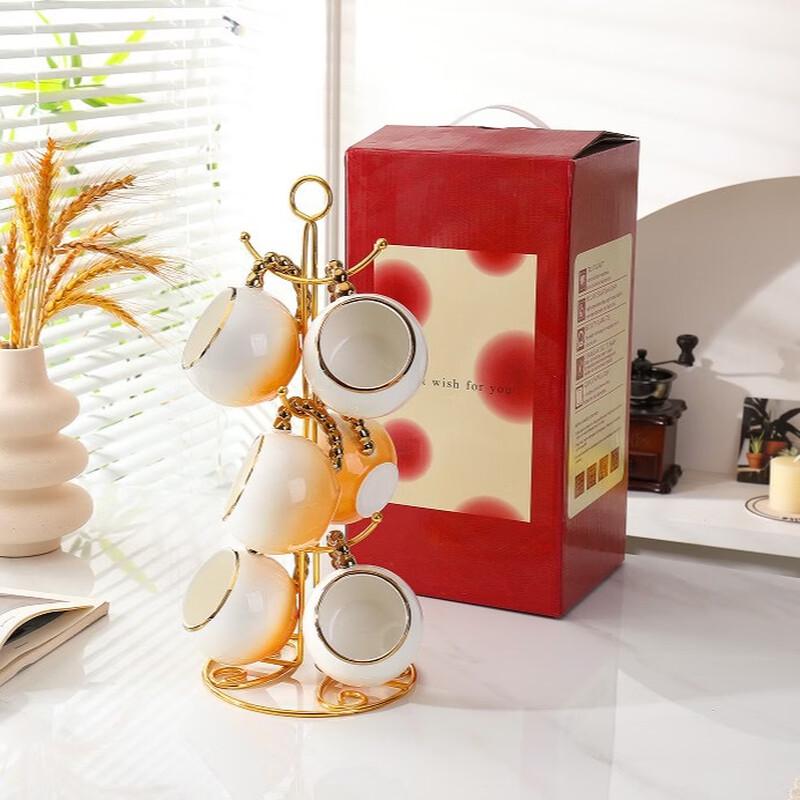 Light Luxury Ceramic Water Cup Set with Rack