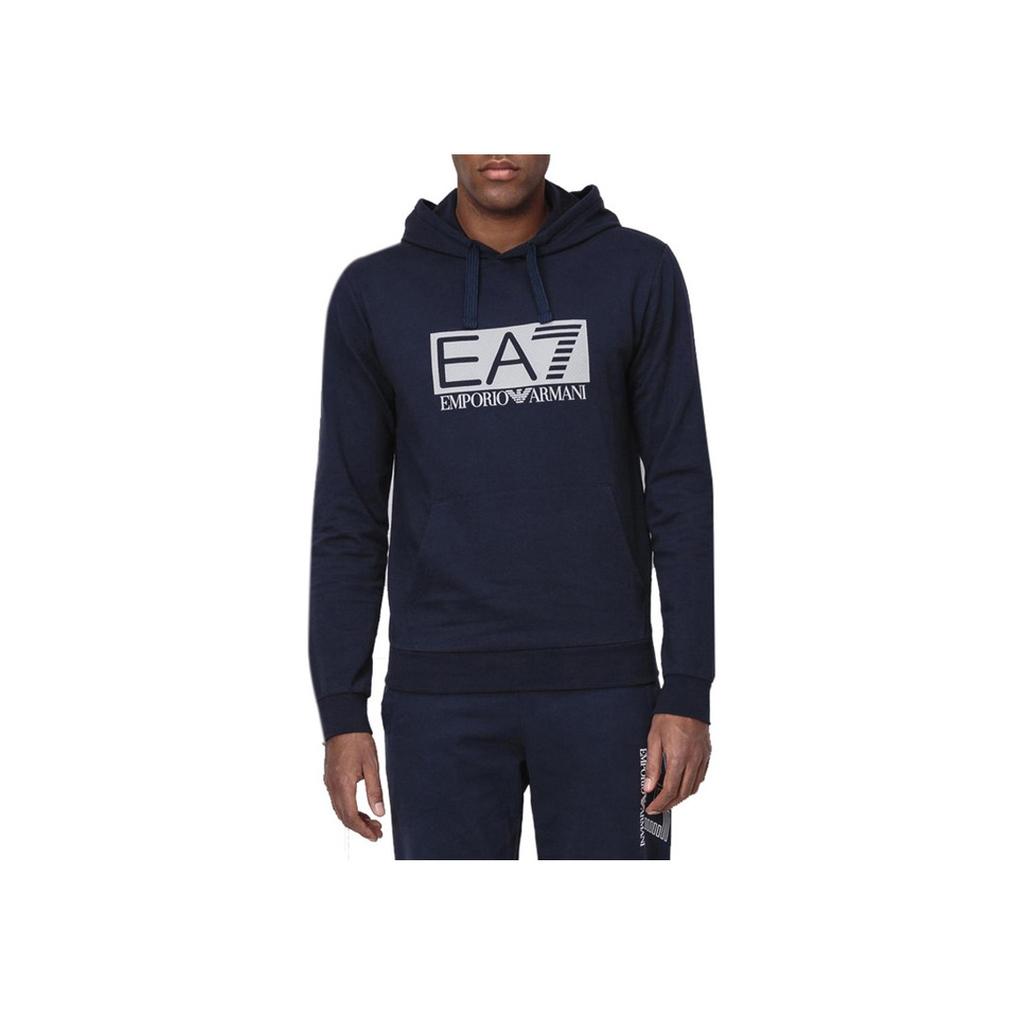 Emporio Armani EA7 FW21 Hooded Letter Print Sweatshirt Men sweatshirt Blue 3GPM62-J05Z-1554