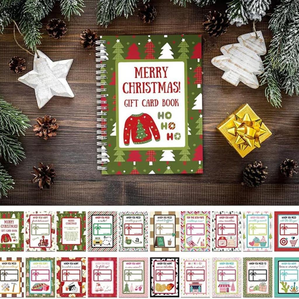 Merry Christmas! Gift Card Book, 5x7 Color Spiral-Bound Merry Christmas Gift Card Book, DIY Personalized Xmas Gifts for Family, Friends, Students
