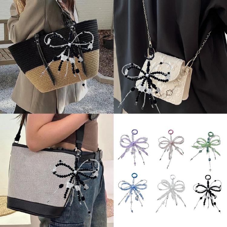 Delicate Acrylic Bowknot Keychain Charm Practical Beads Phone Pendant Unique Bag Pendant Present for Fashion Lover