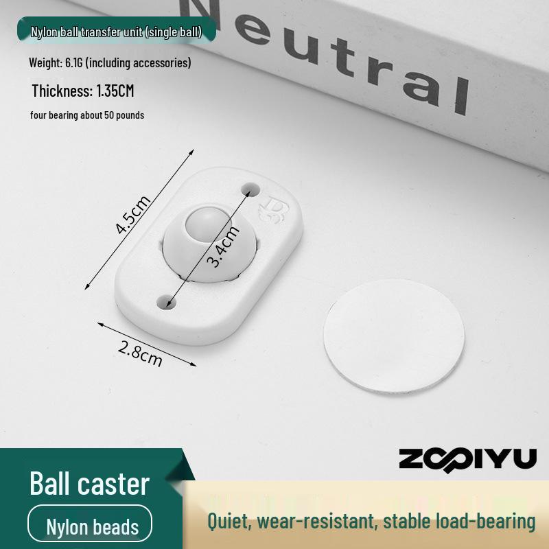 Universal Adhesive Caster Wheels, Silent, Wear-Resistant, Punch-Free Ball Bearings, Thickened Base for Household Use