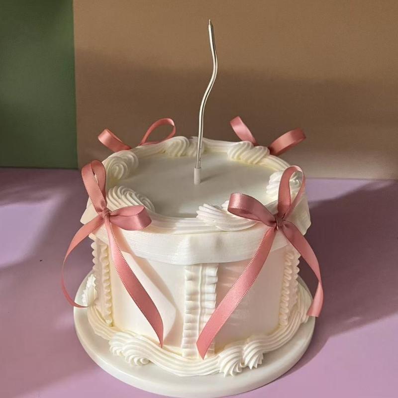 Modelo de Bolo de Aniversário de Simulação 6 Polegadas / 15cm Estilo Ballet Fada Fita Laço em Forma de Creme Adereço para Foto Decoração de Restaurante Exibição