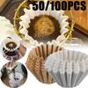 50/100Pcs Hand Brewed Drip Filter Coffee Filter Paper Cake Bowl Shape Cups Basket Fits Coffee Dripper Cups Basket Drippe Tools