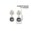 Personality Irregular Disc Geometric Earrings for Women, Sweet and Cool Square Style Black Diamond Pendant Earrings, Convenient and Comfortable
