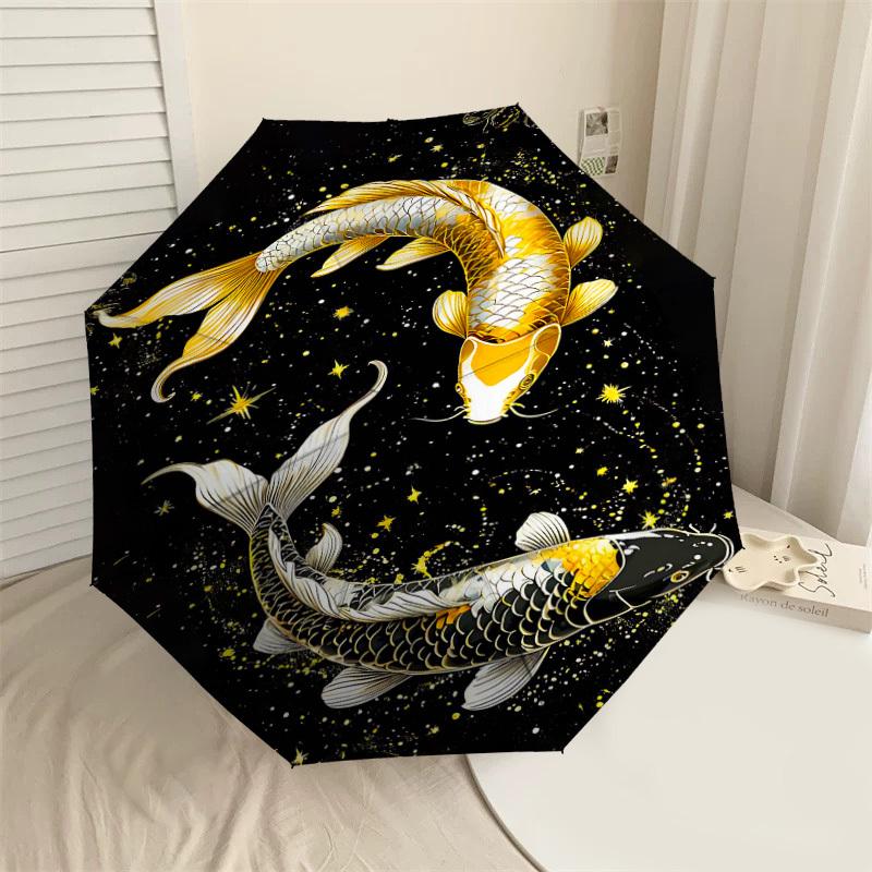 

1PC Koi Fish Constellation Automatic Open/Close Umbrella Compact Folding Umbrella with 8-Rib Shaft lightweight esign, Highquality Fabric1186A