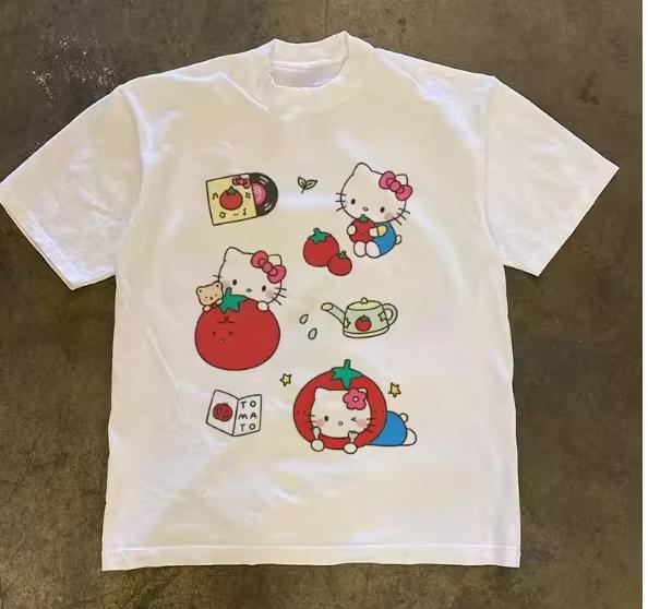 

2026 Sanrio Hello Kitty Women s T Shirt Casual Shortsleeve Roundneck Hotselling Top Versatile T Shirt Clothing S