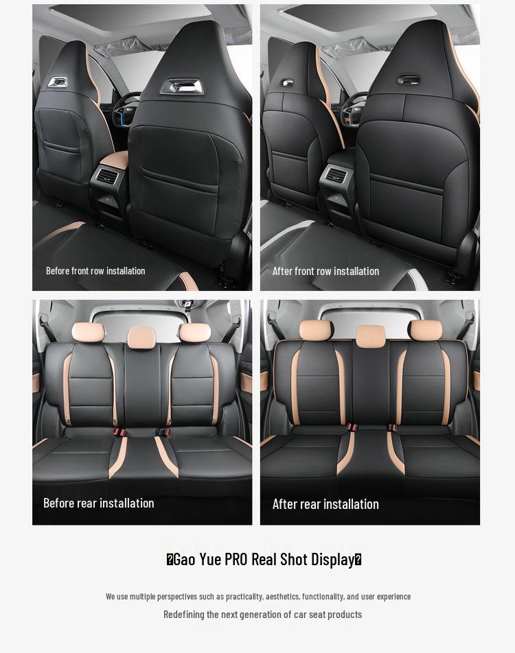Haoyue PRO 5-Seat Full Leather Car Seat Cushion Cover - Universal for All Seasons