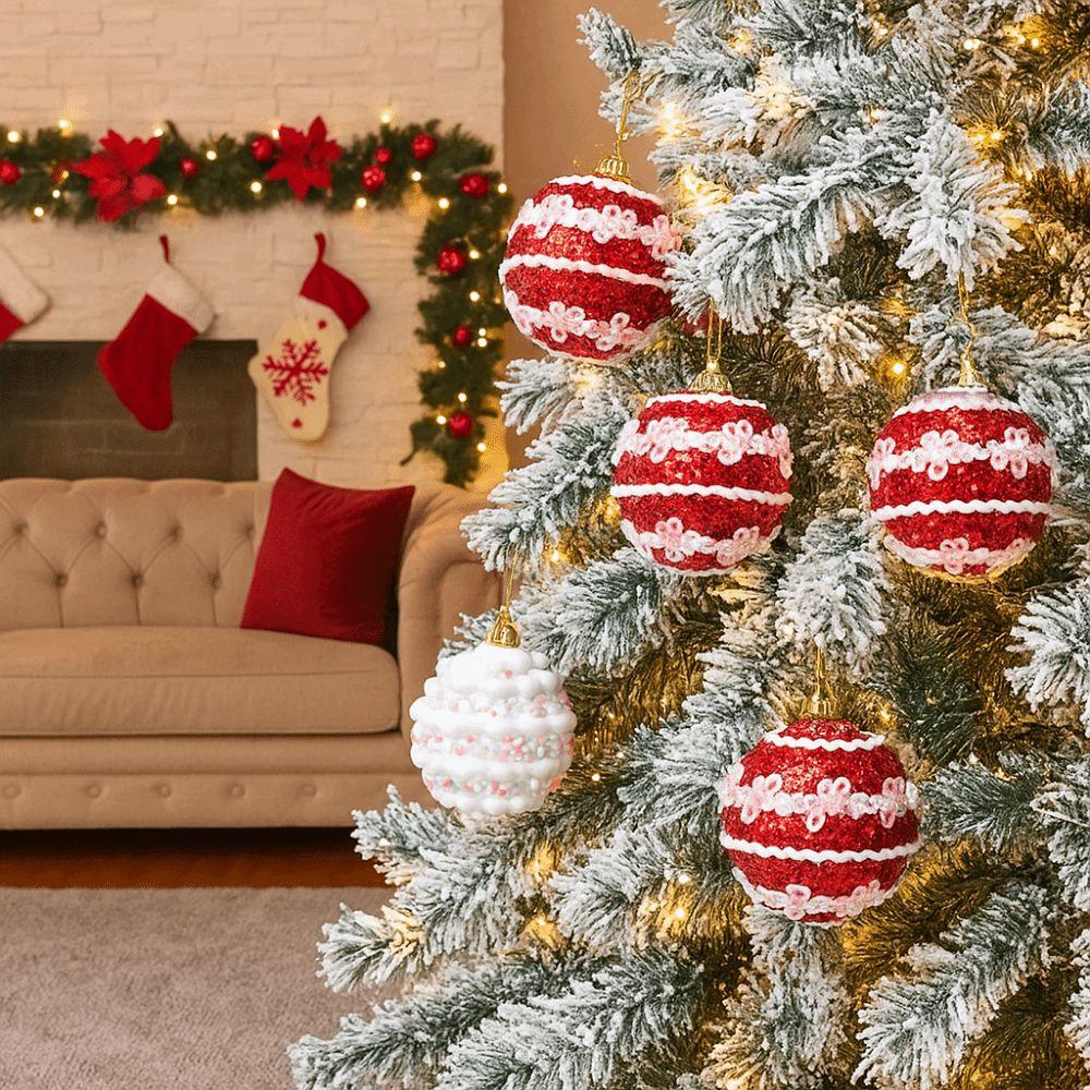 6CM Foam Christmas Balls Red White Christmas Hanging Balls Christmas Tree Pendant  for Home