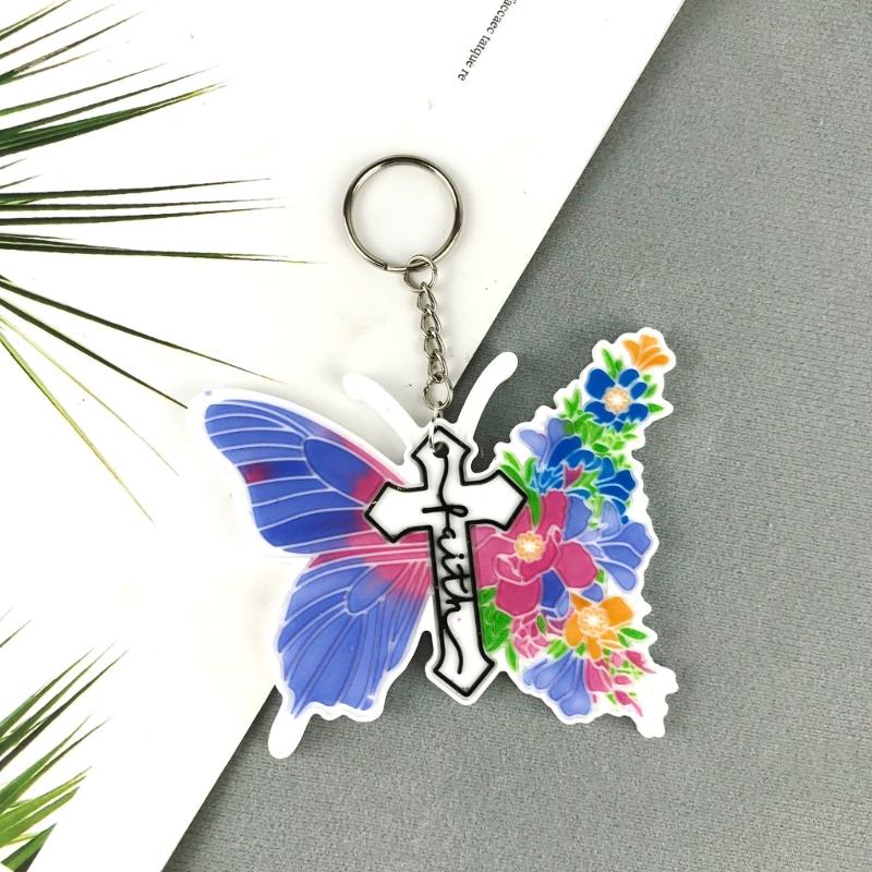 Shiny Keychain Resin Mold Crucifix-Butterfly Silicone Casting Molds for DIY Keychain Pendant Decoration Homemade Earring