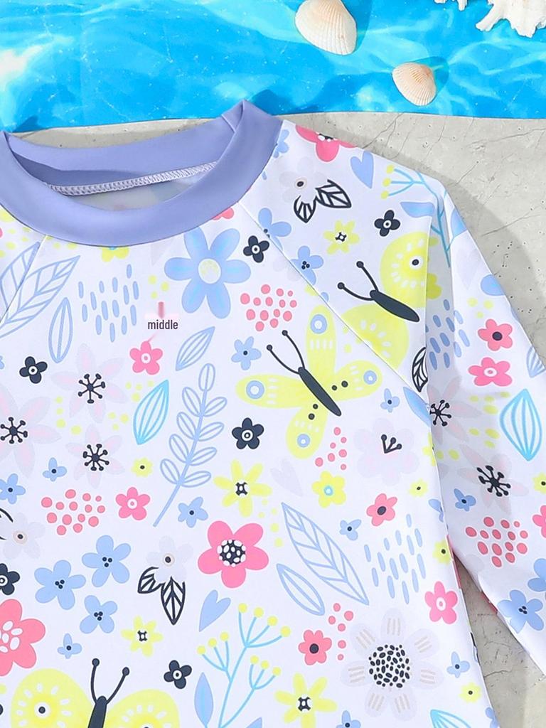 2026 Girls' Long Sleeve Two-Piece Swimsuit Set - Toddler Swimwear