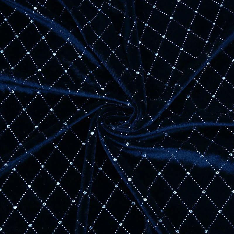 Velvet Gold Hot Stamping Fabric Silver Starry Stripes Star Bronzing Fabric for DIY Dress High-End Bride Dresses Sewing Cloth