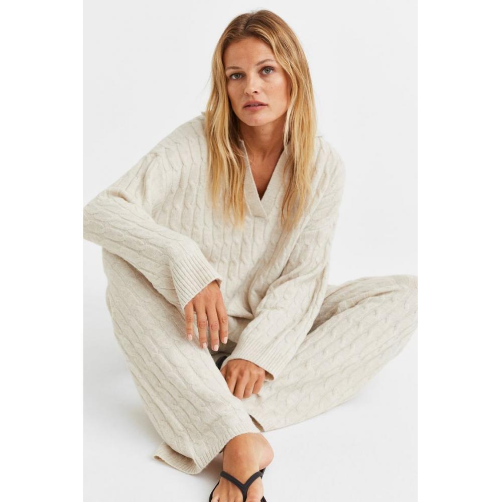 

Свитер HM вязанной вязки, натуральный белый