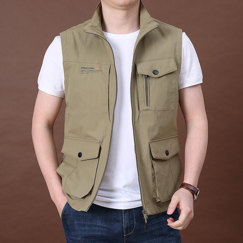 Men's Vest Jacket Men's Autumn Multi-Bag Workout Large Size Loose Outdoor Sports Photography Fishing Quick Dry Vest