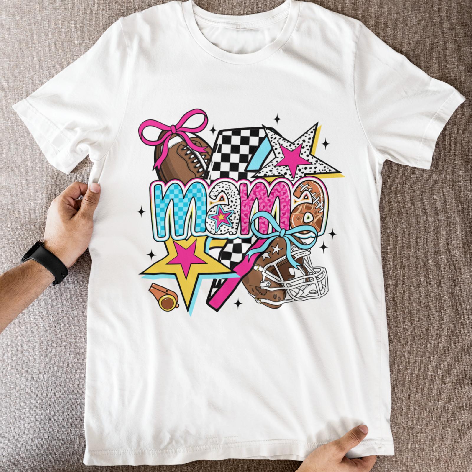 Mama Football T-Shirt Cute Sports Mom Game Day Mothers Day Gift Tee XXXL