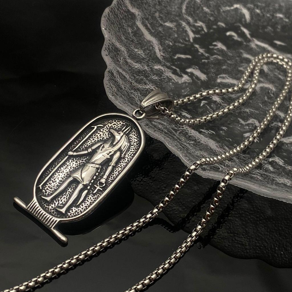 Ancient Egyptian Anubis God Stainless Steel Necklace Pendant