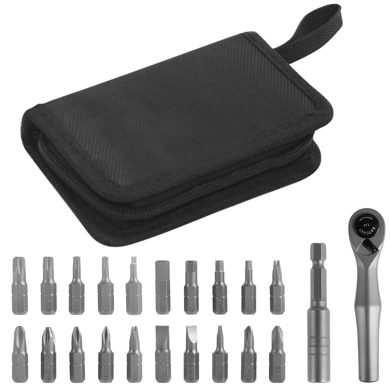 

Mini Ratchet Wrench Set Multifunctional Right Angle Screwdriver Kit with 20 Bits Small Ratcheting Screwdriver Combination Set
