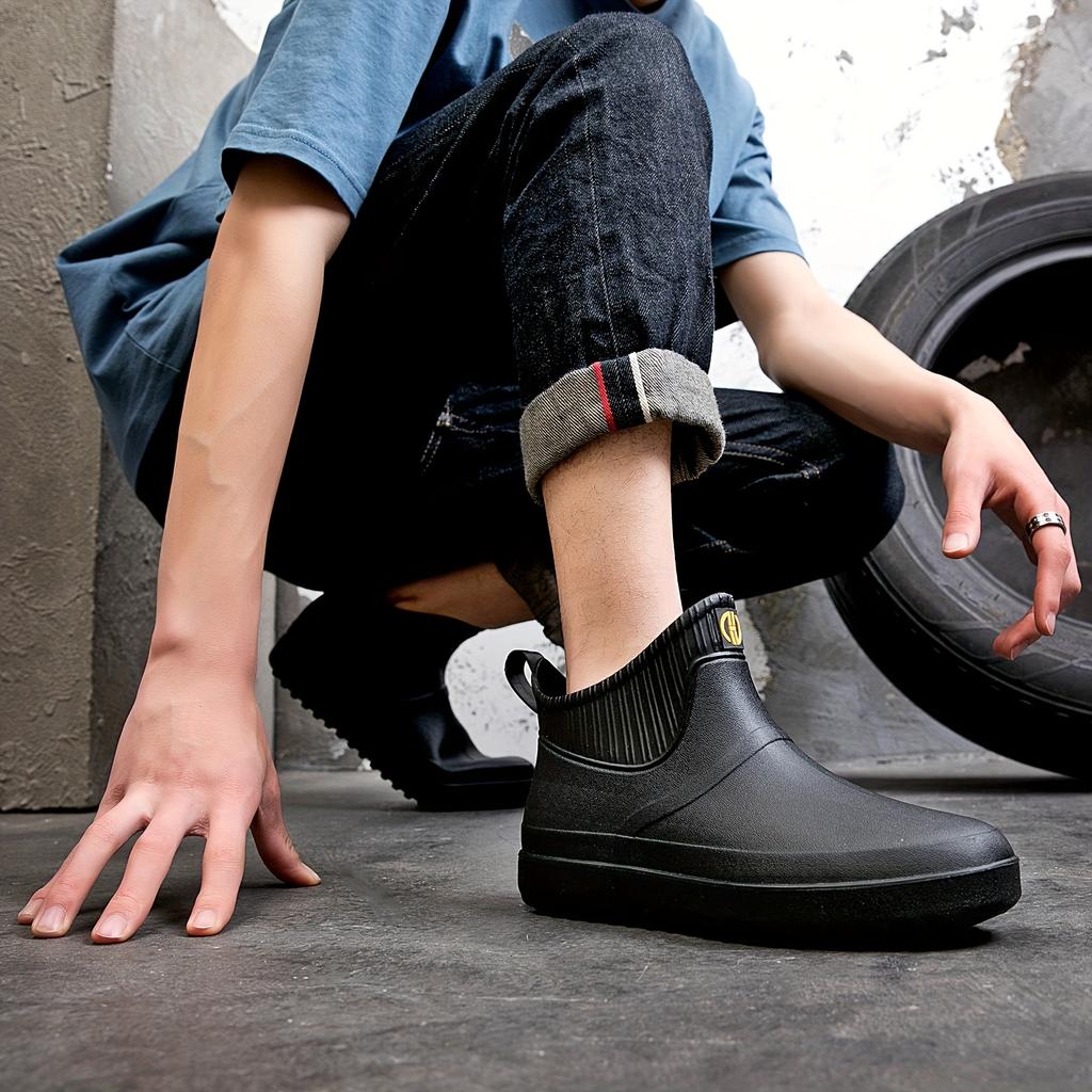 Rubber Rain Boots for Women Men, Round Toe Ankle Boots Perfect for Gardening, Fishing, Rain Day