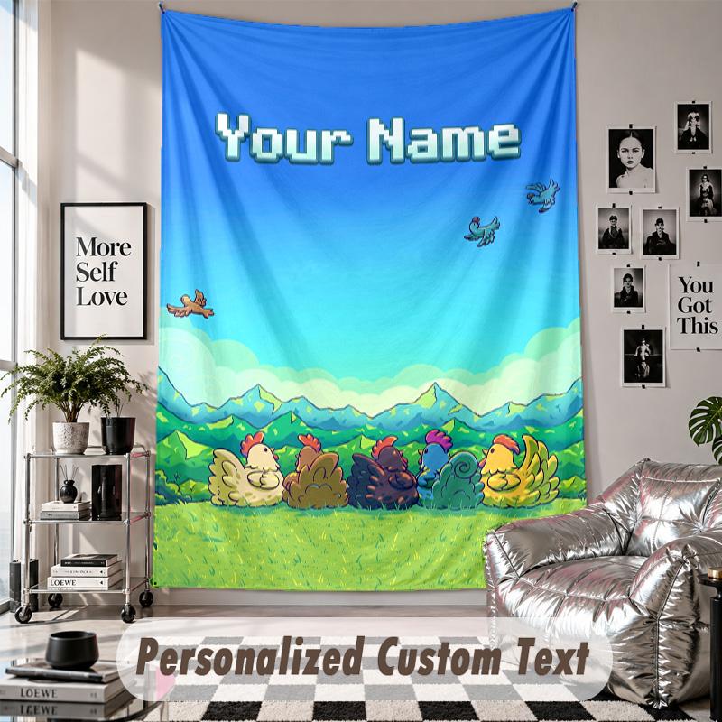 Custom Tapestry Wall Hanging, Stardew Valley Personalized Name Text Home Wall Decor