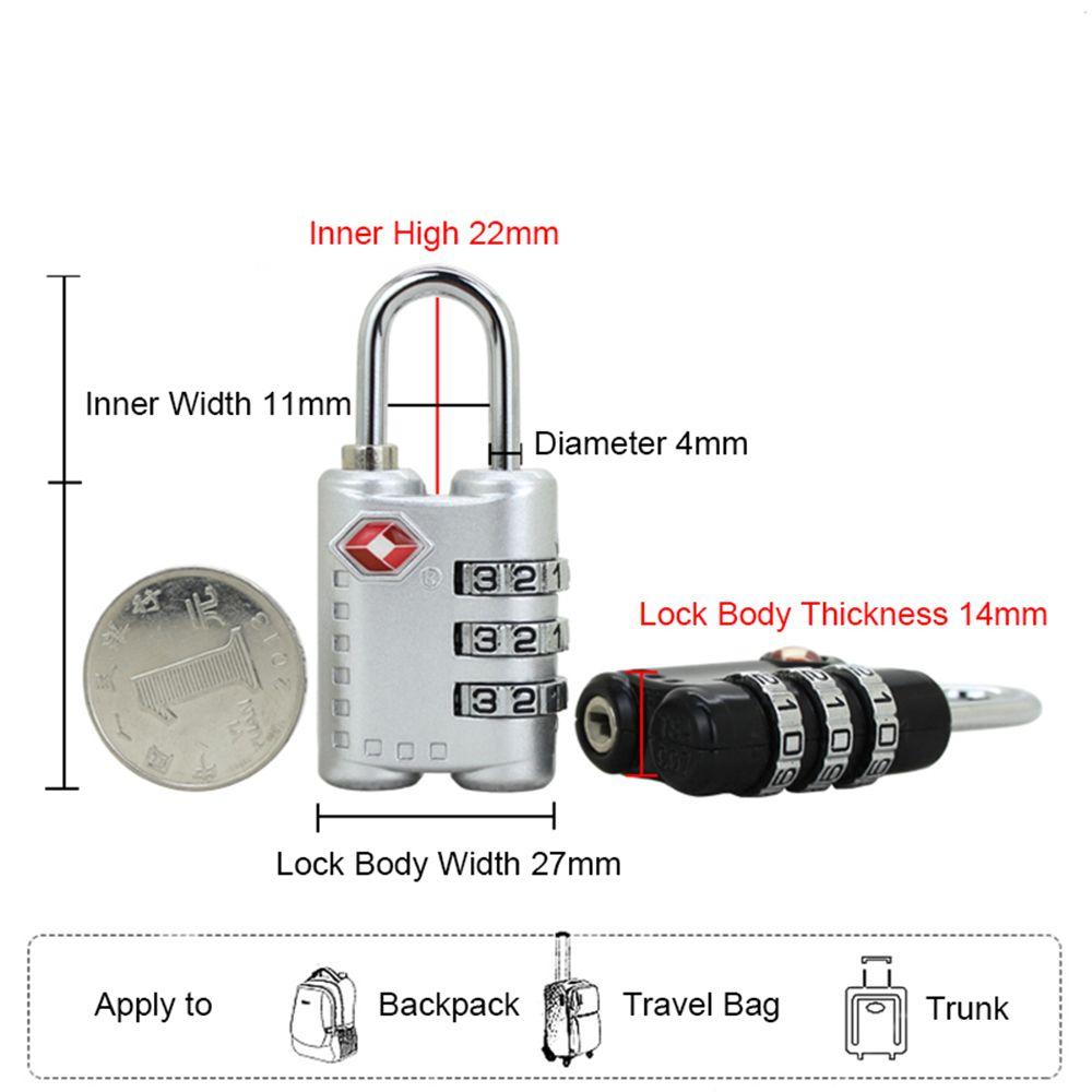 Protection Security Hardware Anti-theft 3 Digit Combination Lock Safely Code Lock TSA Customs Lock
