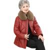 Middle-aged grandmother winter leather jacket padded jacket middle-aged mother winter windproof leather padded jacket