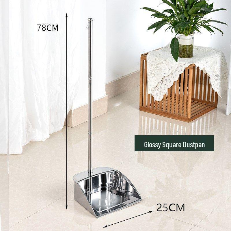 Stainless Steel Extra Thick Dustpan & Broom Set for Household Use