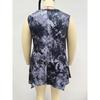 Summer Tie Dye Print V Neck Irregular Hem Sleeveless Plus Size T-shirt Top for Women
