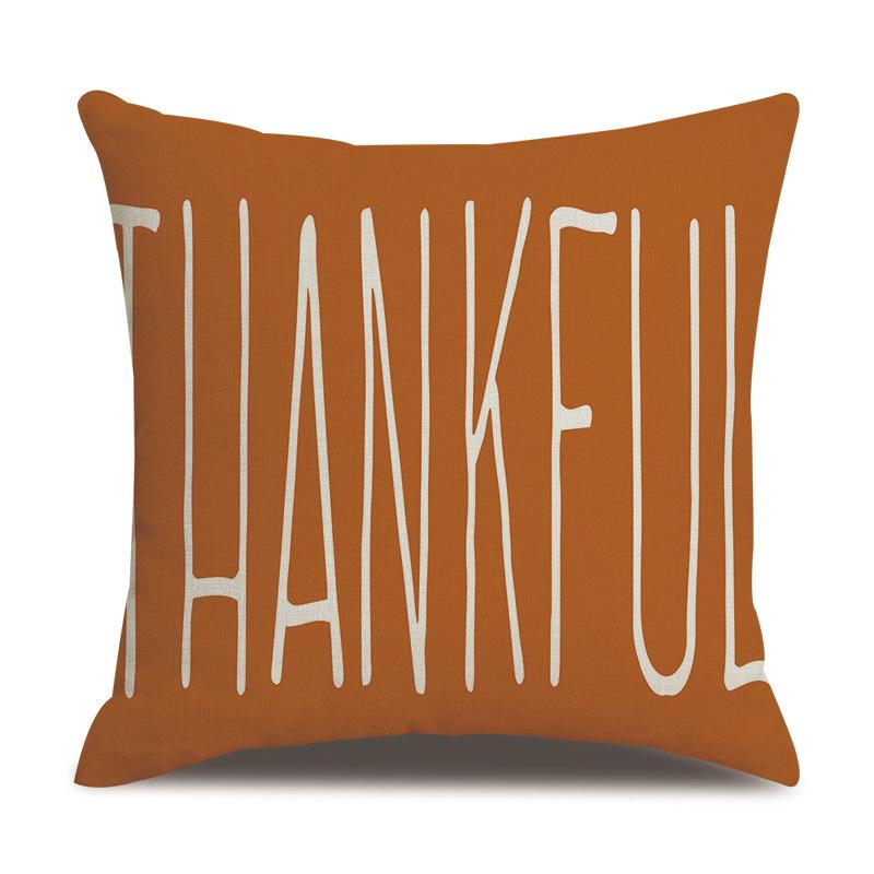 Thanksgiving Linen Pillowcase Autumn Pumpkin Print Pillow Cushion Cover